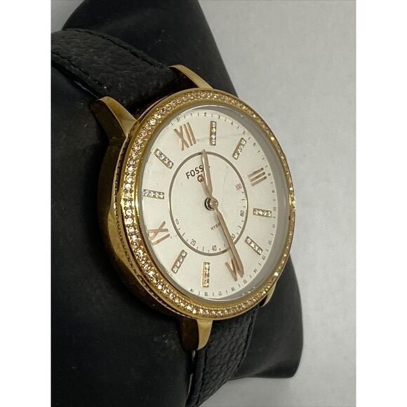 Fossil FTW5008 Women's Black Leather White Analog Dial Hybrid Smartwatch XX759 - Picture 5 of 12